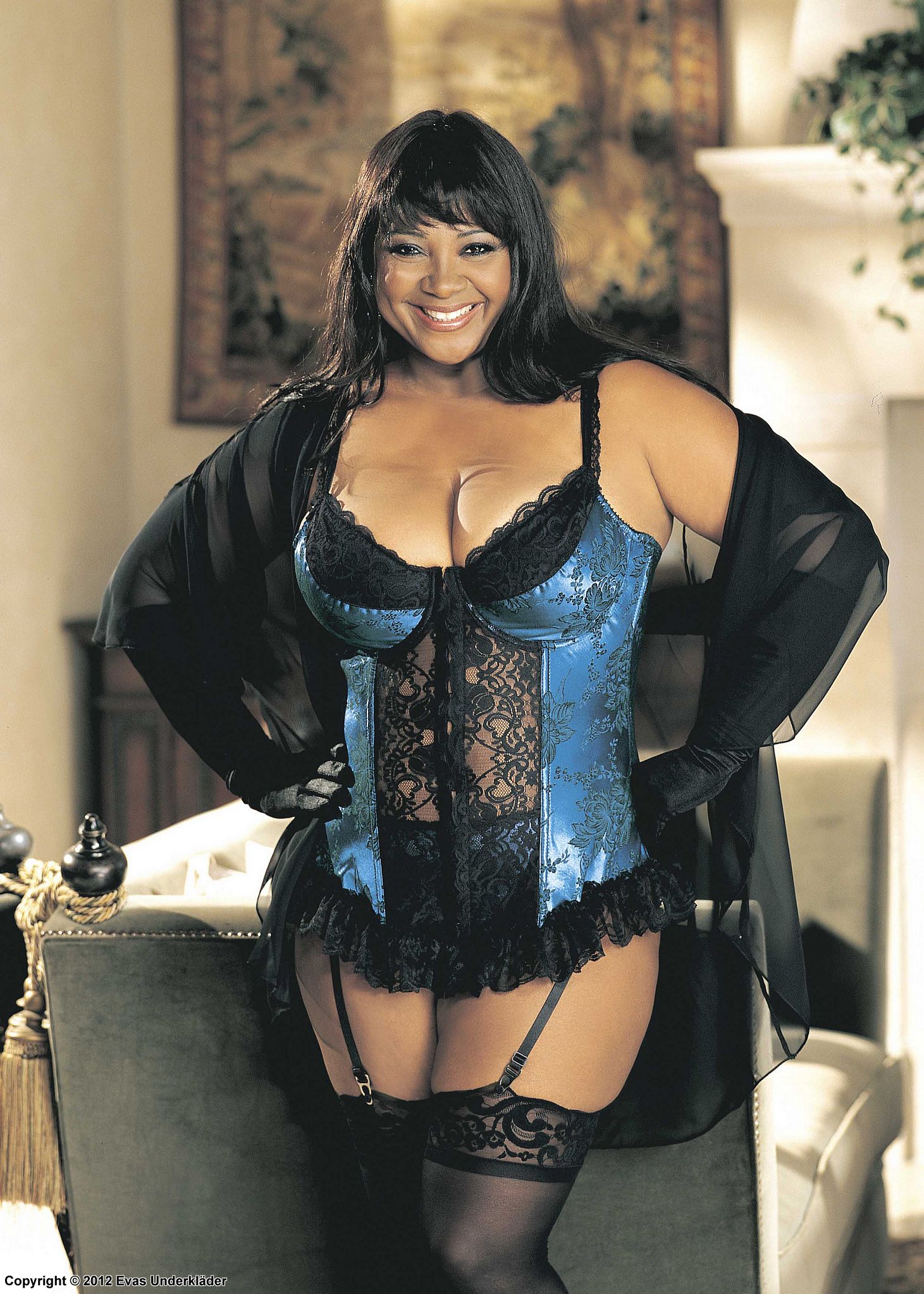 Underwire bustier, lace, embroidery, ruffle trim, plus size